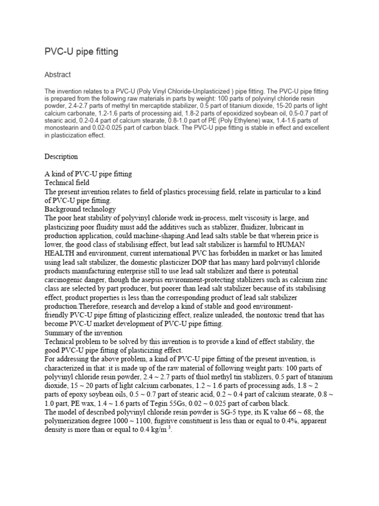 PVCU Pipe Fitting PDF Polyvinyl Chloride Epoxy