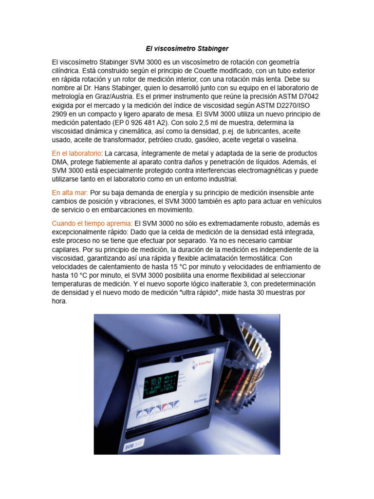 Viscosímetro Stabinger SVM 3000 | PDF