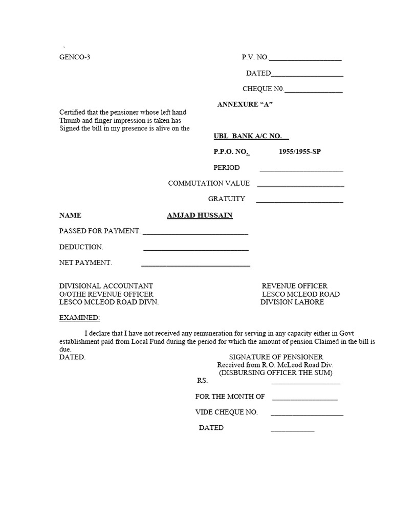 Pension Payment Certification Document | PDF | Finance & Money Management
