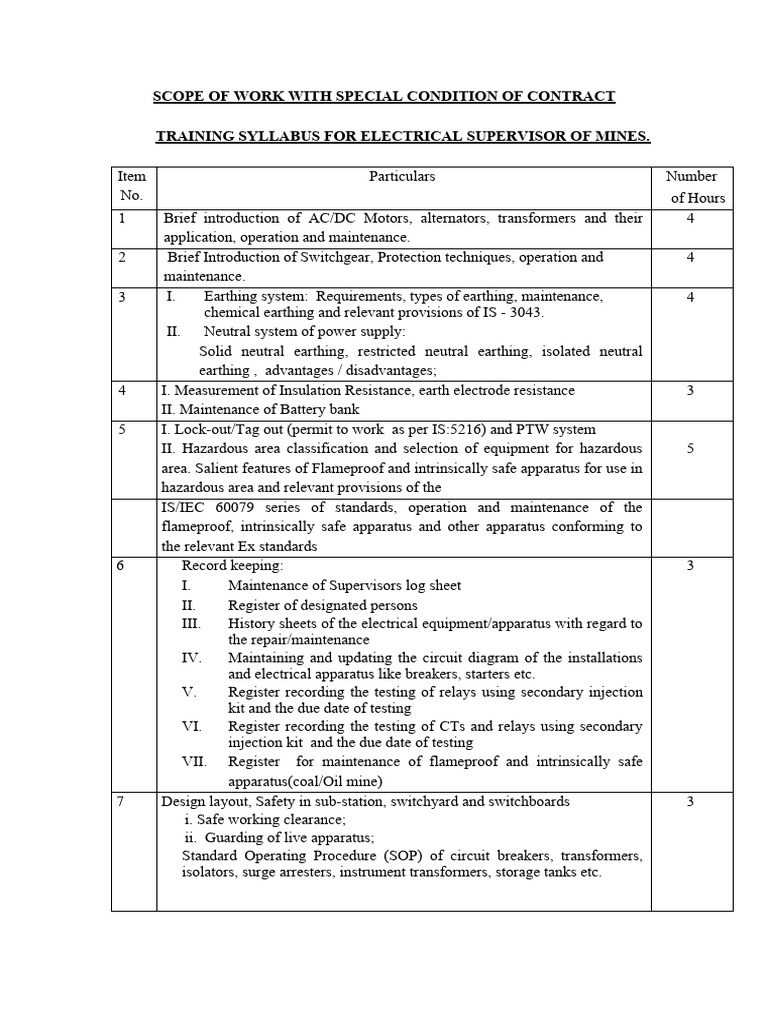 Electrical Supervisor Training Syllabus | PDF | Electrical Substation ...