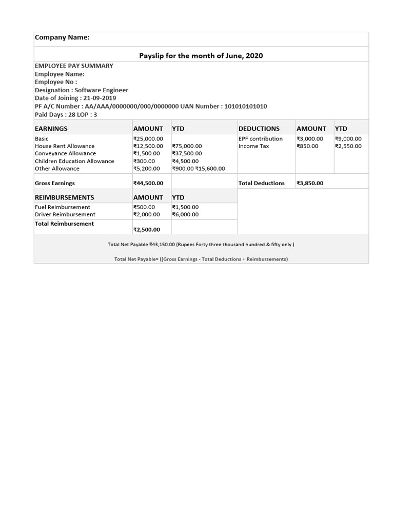 Salary Template | PDF