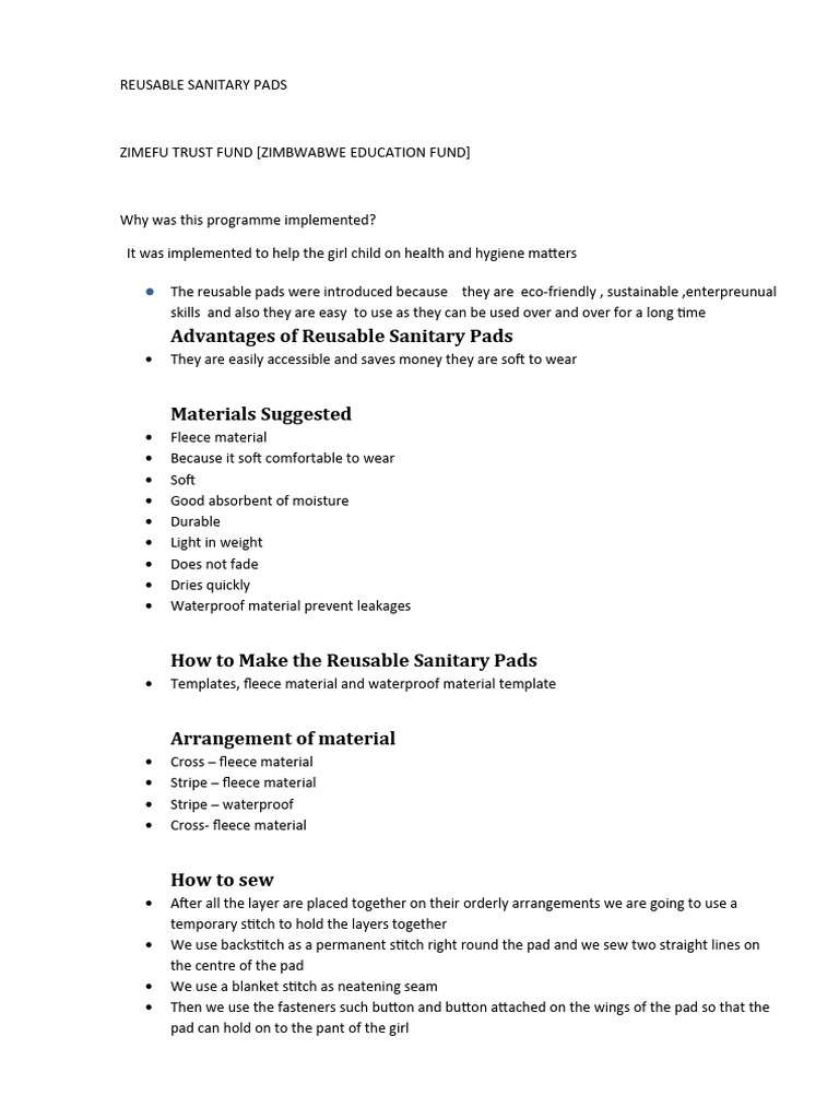 Reusable Sanitary Pads PDF