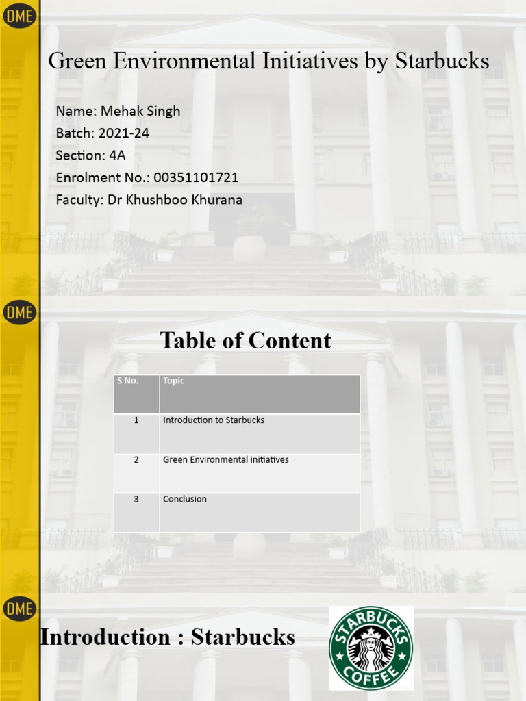 Green Environmental Initiatives By Starbucks Pdf Starbucks