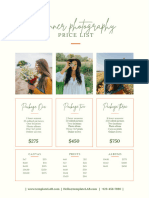 Beginner Photography Price List Template