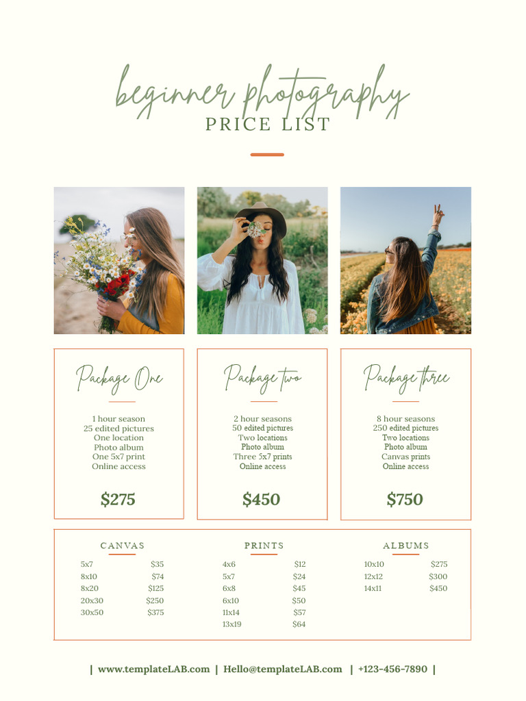 Portrait Price List Template Free Photography Price Lists Templates To