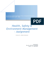 Health, Safety & Environment Management - Assignment