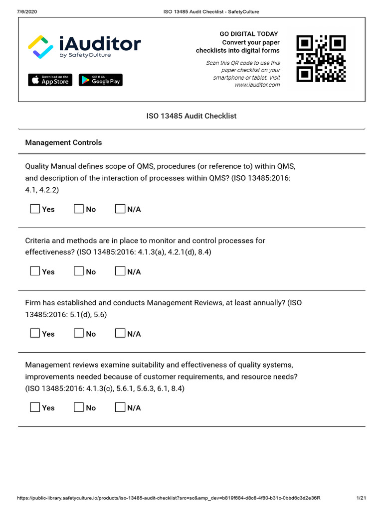 FREE ISO 13485 AUDIT CHECKLISTS visual data 5