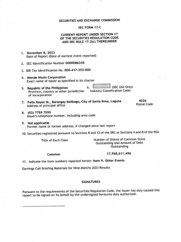 MONDE - 17C 9M23 Briefing Materials - 8 November 2023 | PDF | Equity ...
