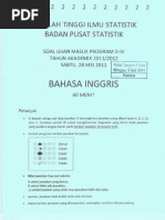 Download Soal STIS 2011 Bahasa Inggris by Qky Hikmayuni SN68410124 doc pdf
