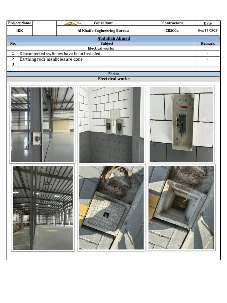 Weekly Electrical Works Update | PDF