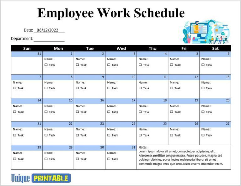 FREE Printable Employee Work Schedule Template - 10 Best Free Printable ...