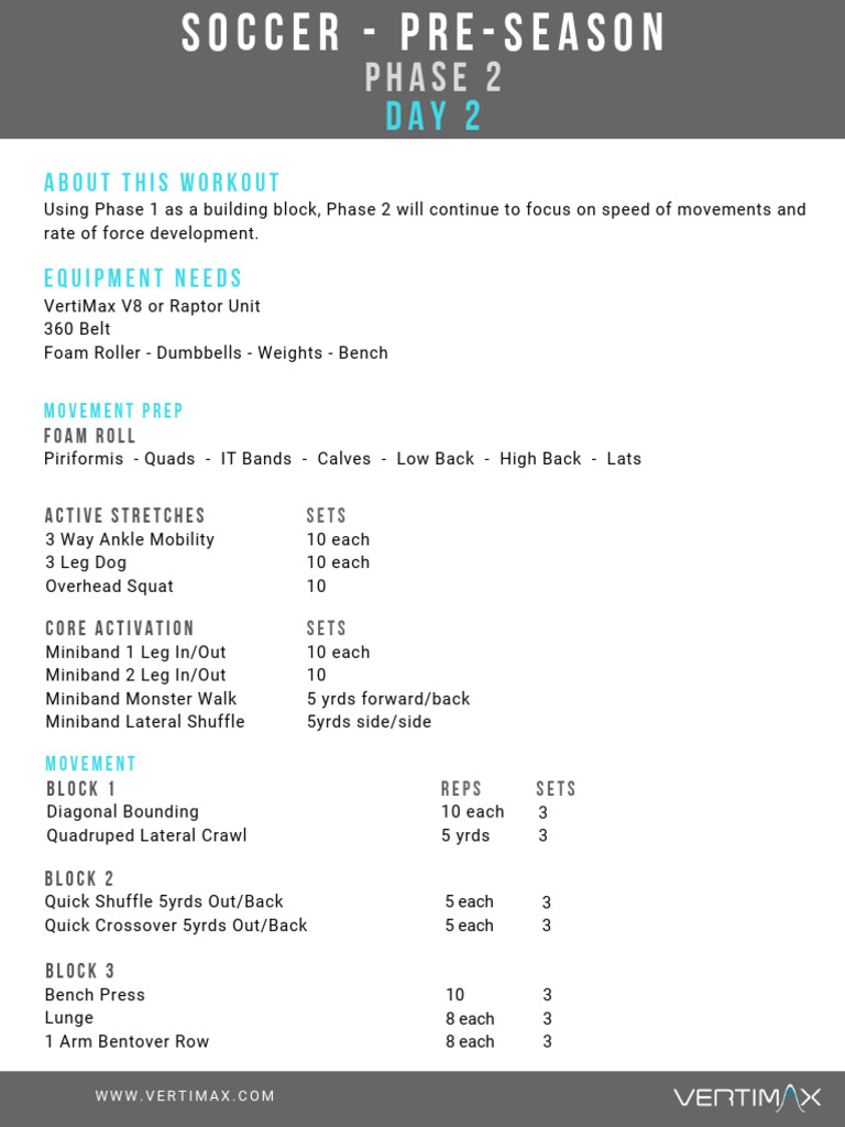 Vertimax training program preseason soccer PDF