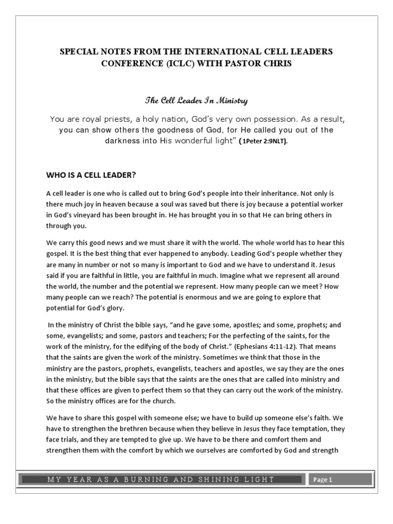 Cell Register Guidelines for Leaders | PDF