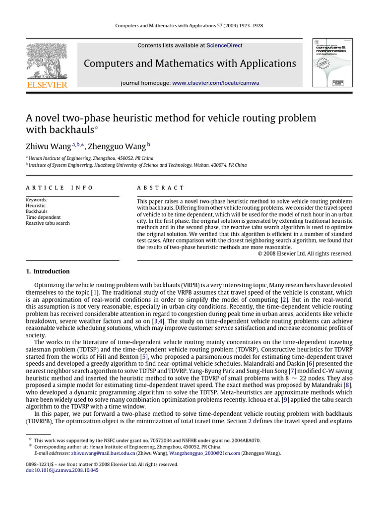 Two-Phase Heuristic for VRPB Optimization | PDF | Metaheuristic | Routing