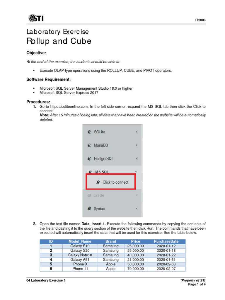 04 Laboratory Exercise 1 | Download Free PDF | Microsoft Sql Server ...