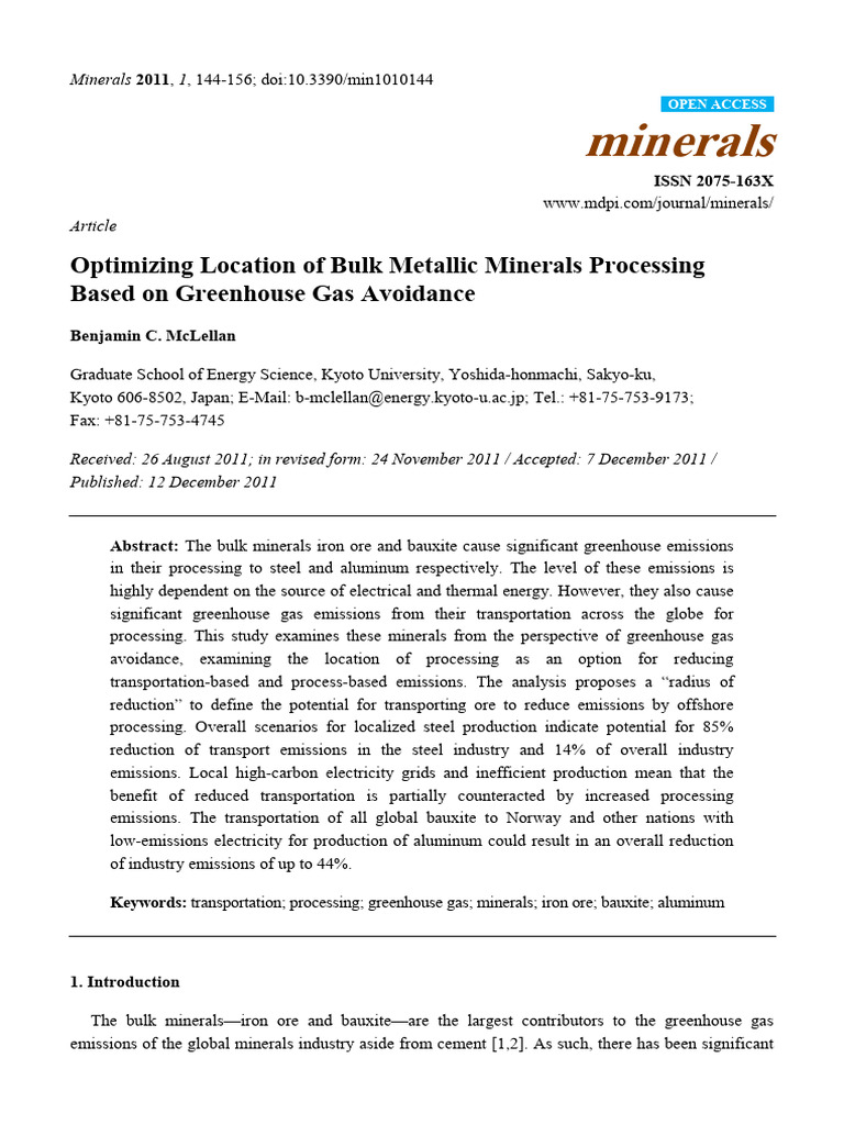 McLellan2011_Optimizing Location of Bulk Metallic Minerals Processing