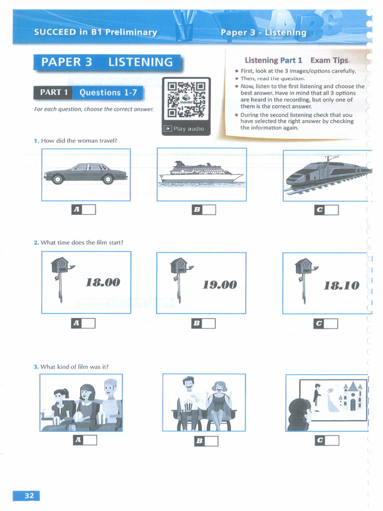 2020 Succeed in Pet B1 - Listening Test 1 | PDF