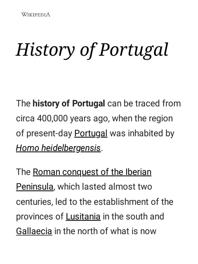 History of Portugal Wikipedia PDF Europe Southern Europe