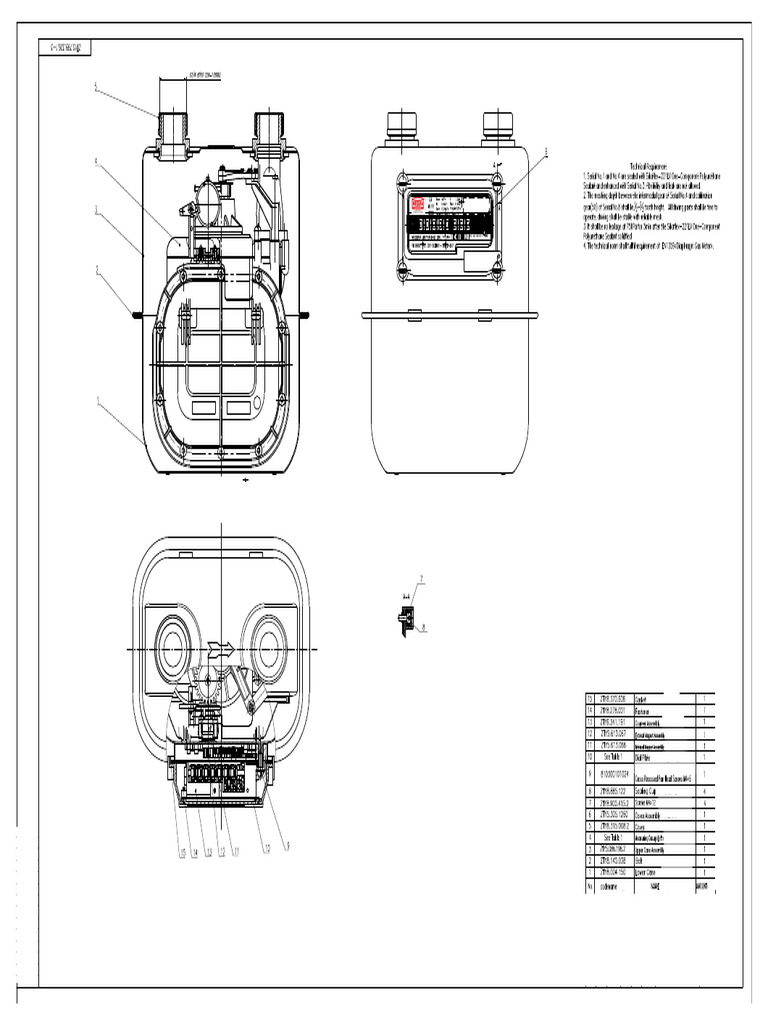 component list drawing gás meter G4 PDF