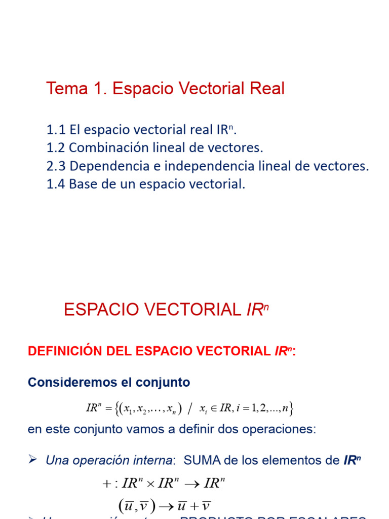 Introducción a Espacios Vectoriales | PDF | Espacio vectorial | Base ...