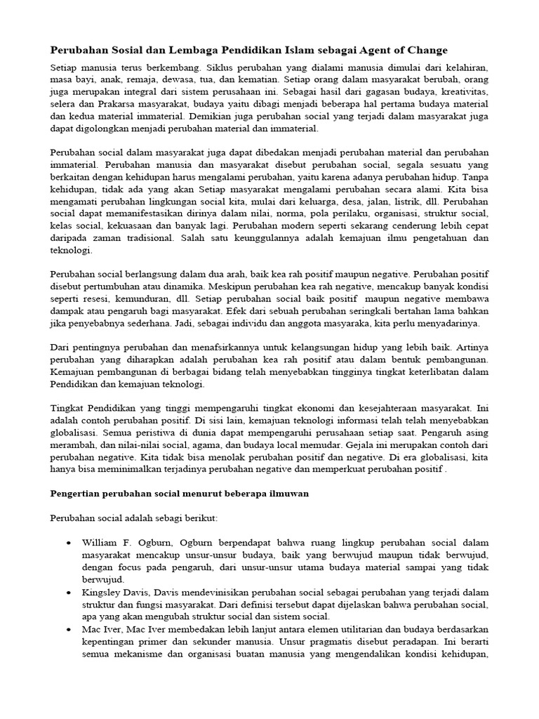 Perguruan tinggi sebagai agen perubahan sosial