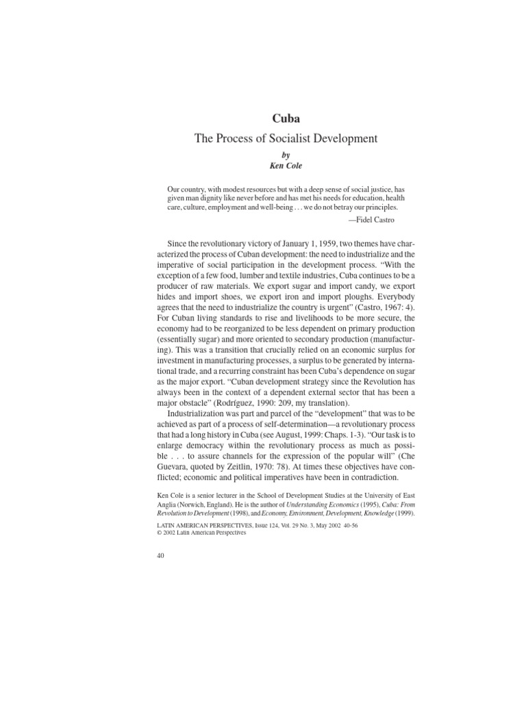 The Process of Socialist Development | PDF | Socialism | Cuba