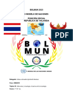 BOLMUN 2023 Li Modelo de Naciones Posición Oficial Republica de Tailandia