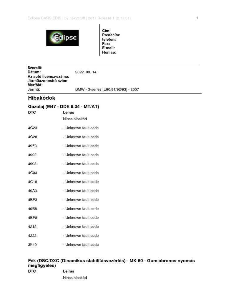 Muszer Hibakod | PDF