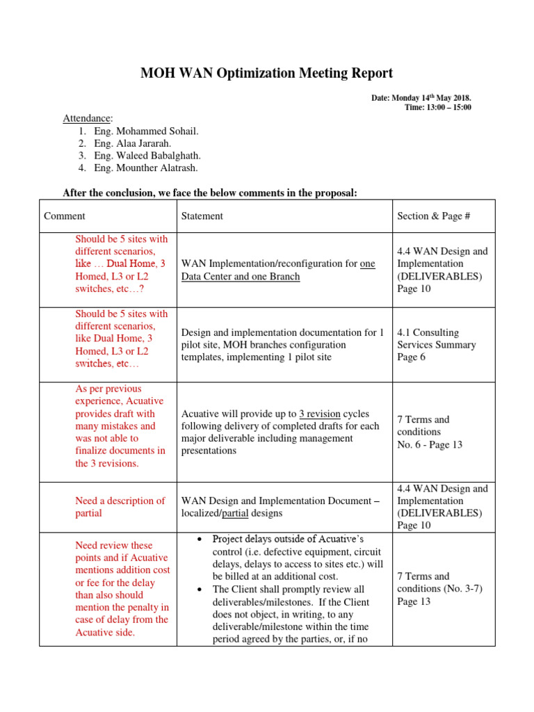 MOH WAN Optimization Meeting Summary | PDF | Computer Architecture ...