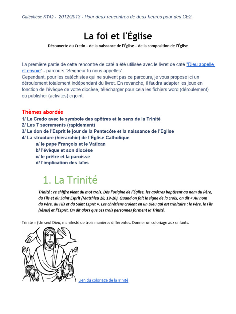 Découverte du Credo pour CE2 | PDF | Église catholique | Confirmation