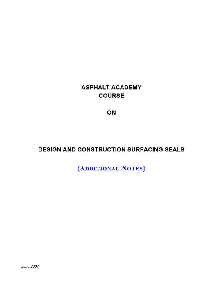 Surfacing Seals Design & Construction Guide | PDF | Road Surface ...