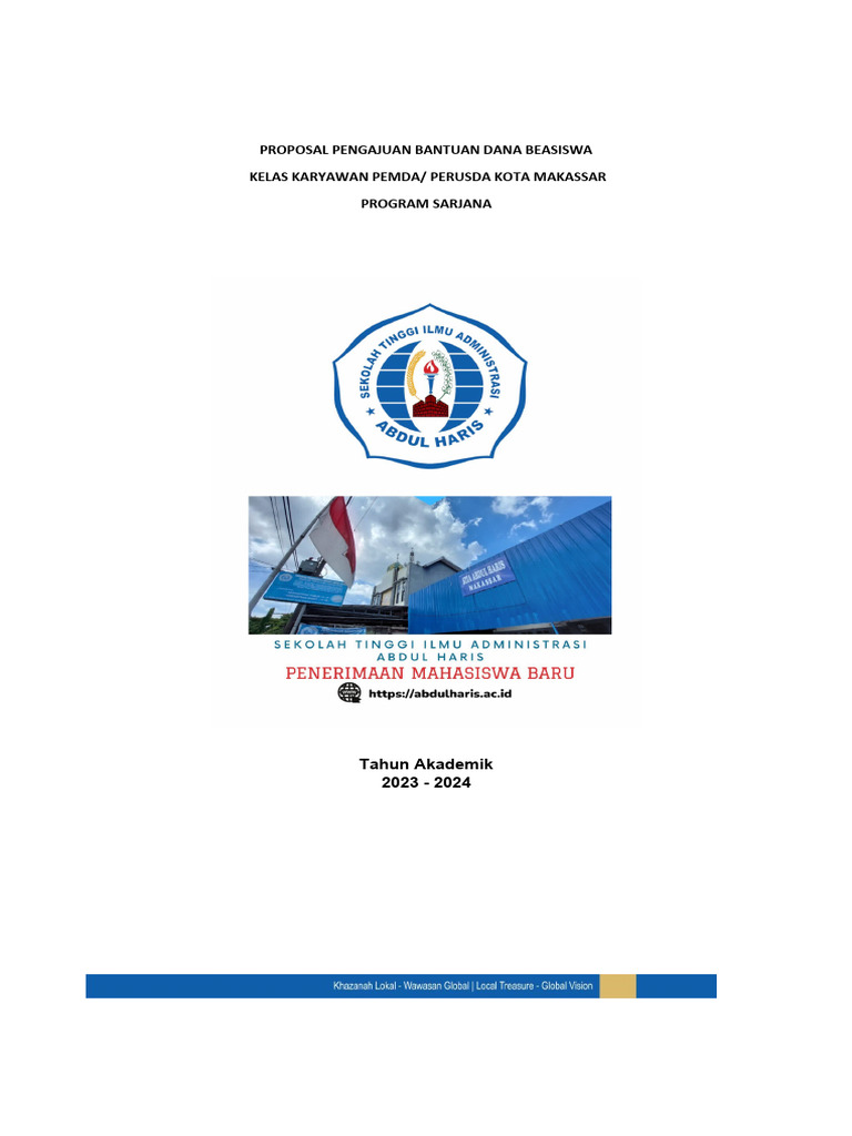 Proposal Pengajuan Bantuan Dana Beasiswa Kelas Karyawan Pemda/ Perusda