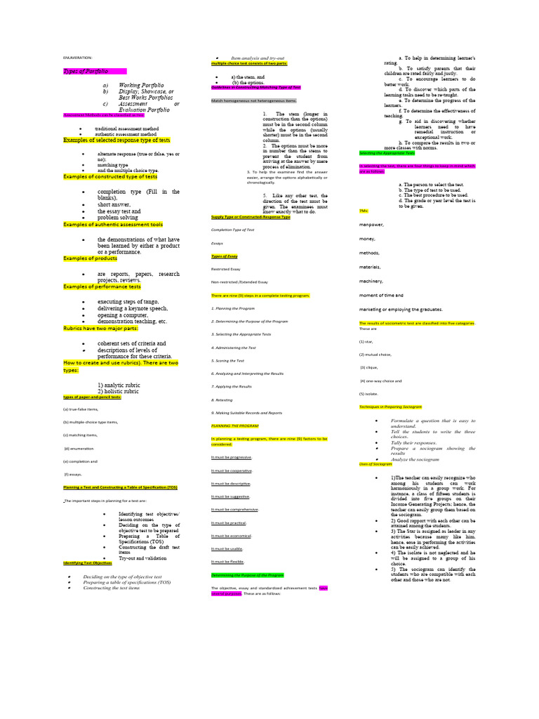Enumeration Una | Download Free PDF | Educational Assessment | Multiple ...