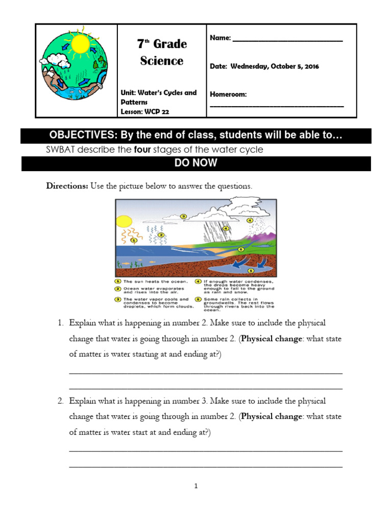 Water Cycle Review PDF Evaporation Water Cycle