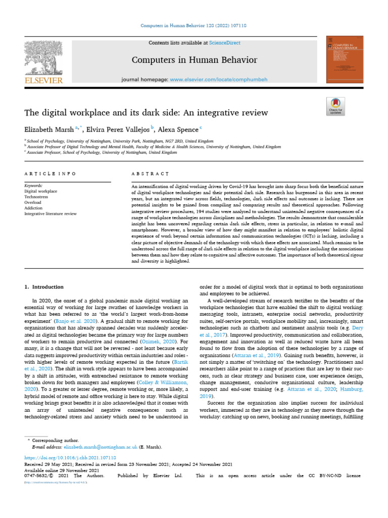 Dark Side of the Digital Workplace | PDF | Stress (Biology ...