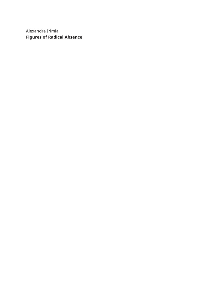 Figures of Radical Absence: Blanks and Voids in Theory, Literature, and ...