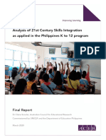 Analysis of 21st Century Skills Integration As Applied in The Phi