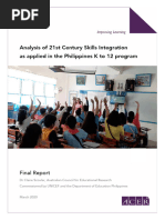 Analysis of 21st Century Skills Integration As Applied in The Phi