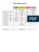 Timetable Monday To Friday in Colour