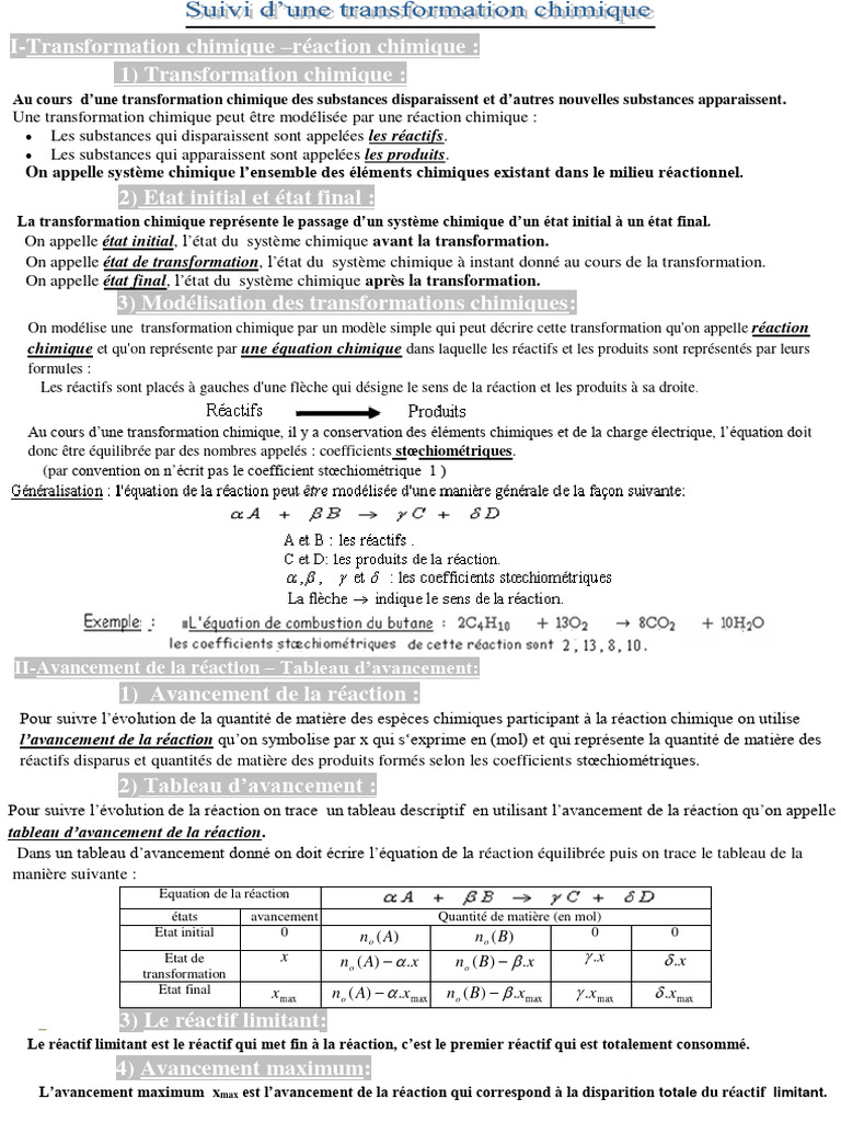 Comprendre les transformations chimiques | PDF | Stœchiométrie | Chimie