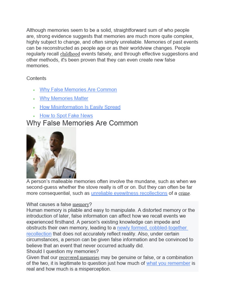 Understanding False Memories | PDF | Memory | Recall (Memory)