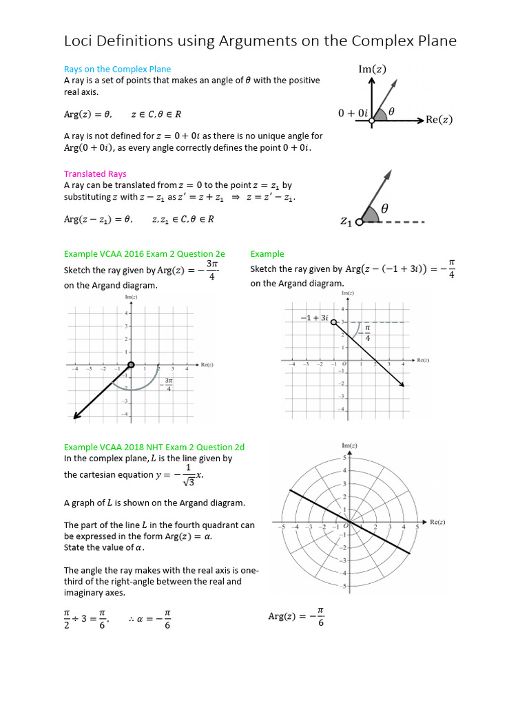 Loci of Rays in the Complex Plane | PDF | Cartesian Coordinate System ...