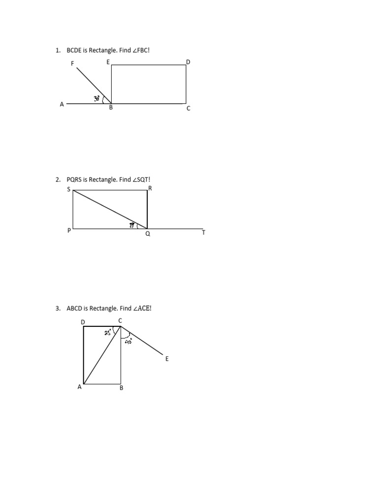 Finding Angles in Rectangles Worksheet | PDF