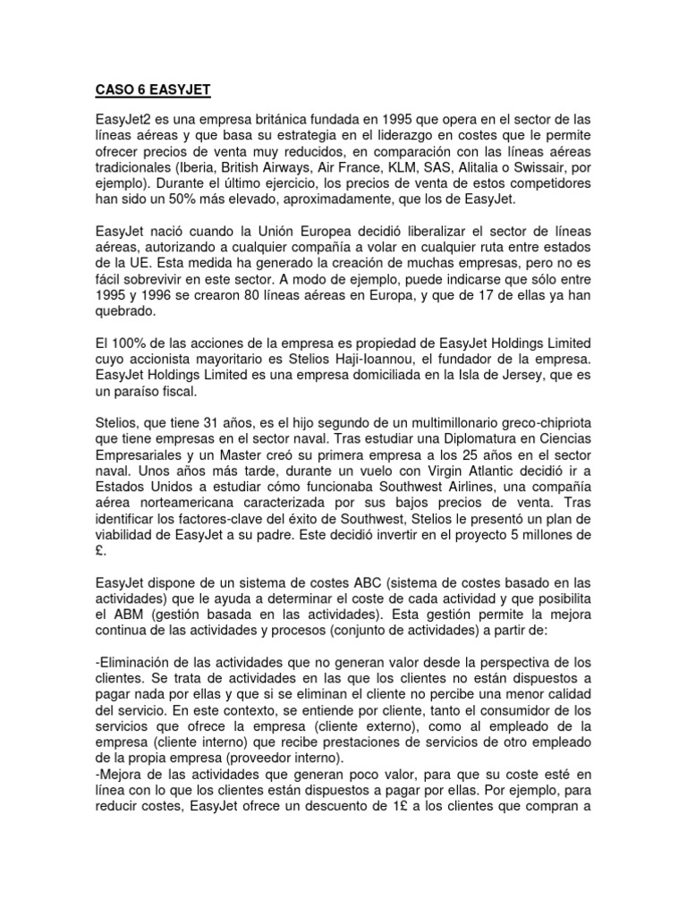 Caso 6 Easyjet | PDF | aerolíneas | Aeropuerto