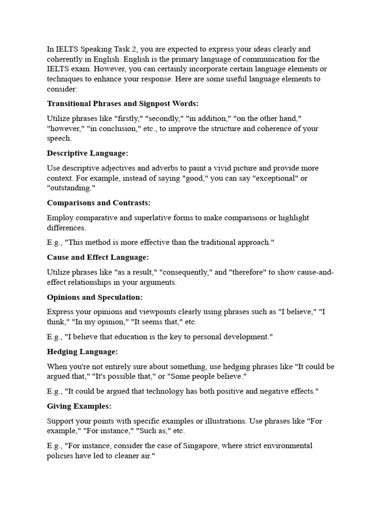 Supplementary Materials For The Speaking Task U2 | PDF | Adjective