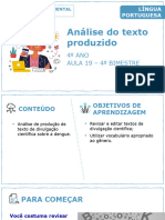 Análise Do Texto Produzido: 4 ANO AULA 19 - 4 Bimestre