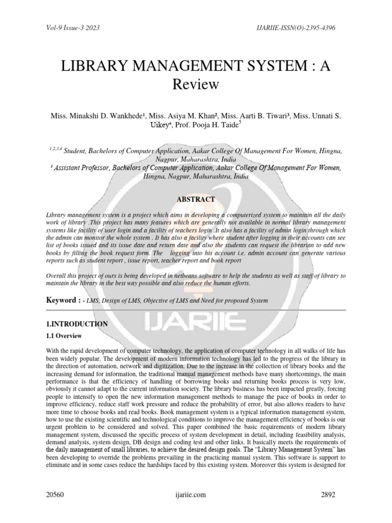 Library Management System A Review Ijariie20560-1 | PDF | Software ...