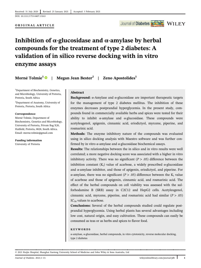 Herbal Inhibitors for Diabetes | PDF | Enzyme Inhibitor | Proteins