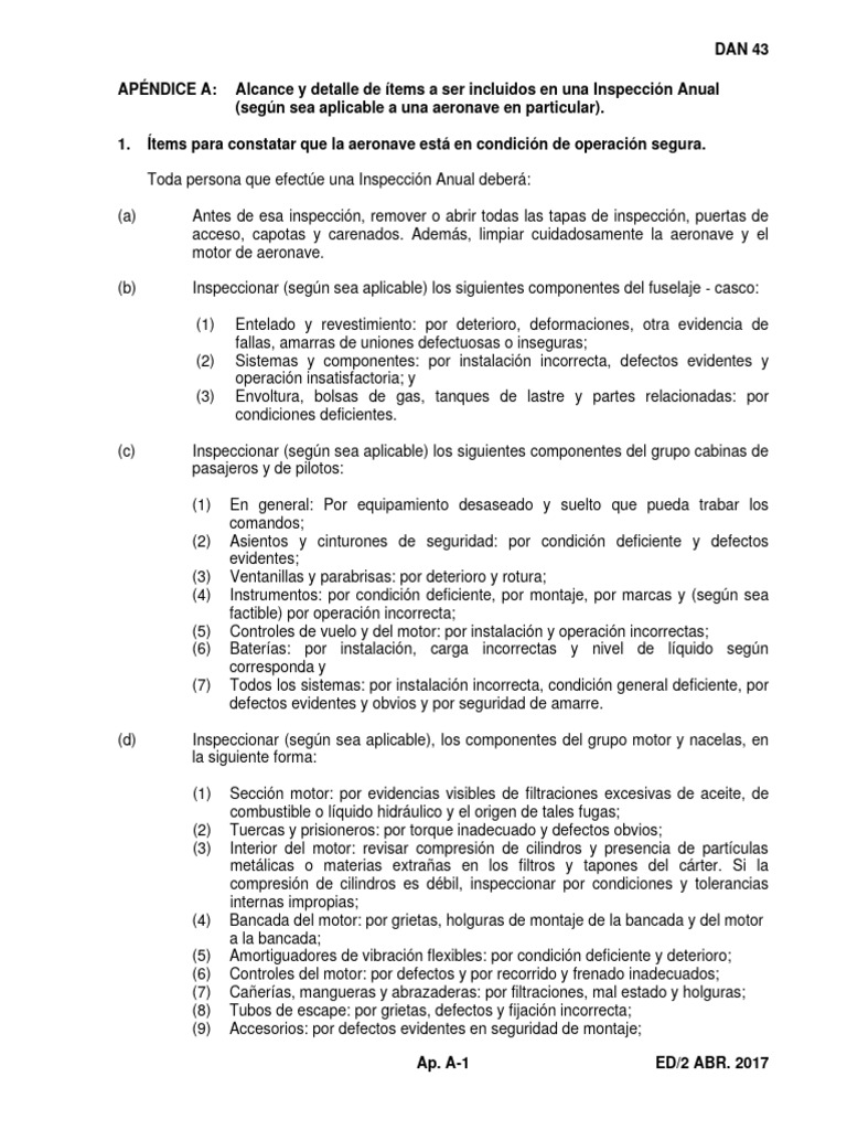 Dan 43 Apendice A | PDF | Aeronave | Aviación