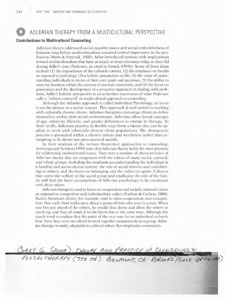 Adlerian Therapy in Multicultural Contexts | PDF | Psychotherapy ...